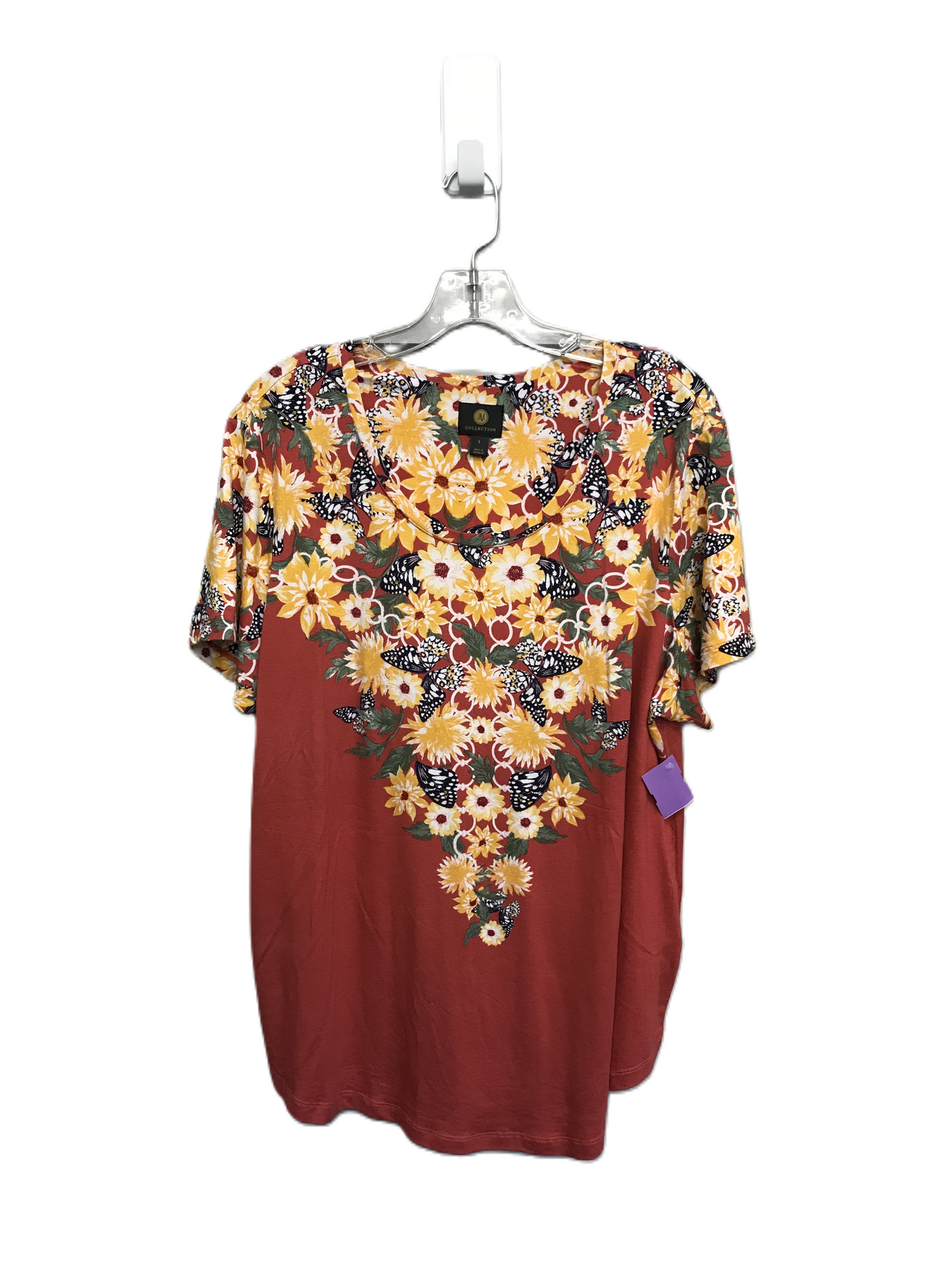 Floral Print Top Short Sleeve By Jm Collections, Size: L