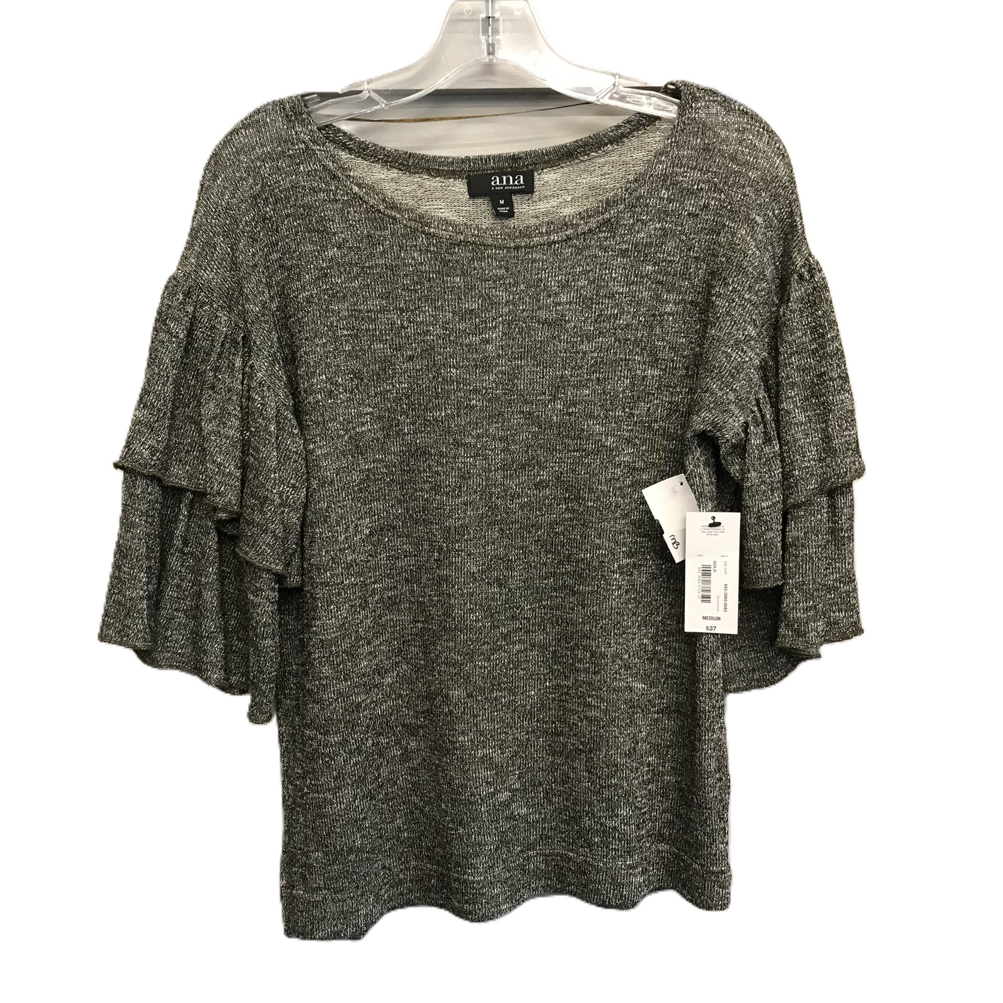 Grey Top Short Sleeve By Ana, Size: M