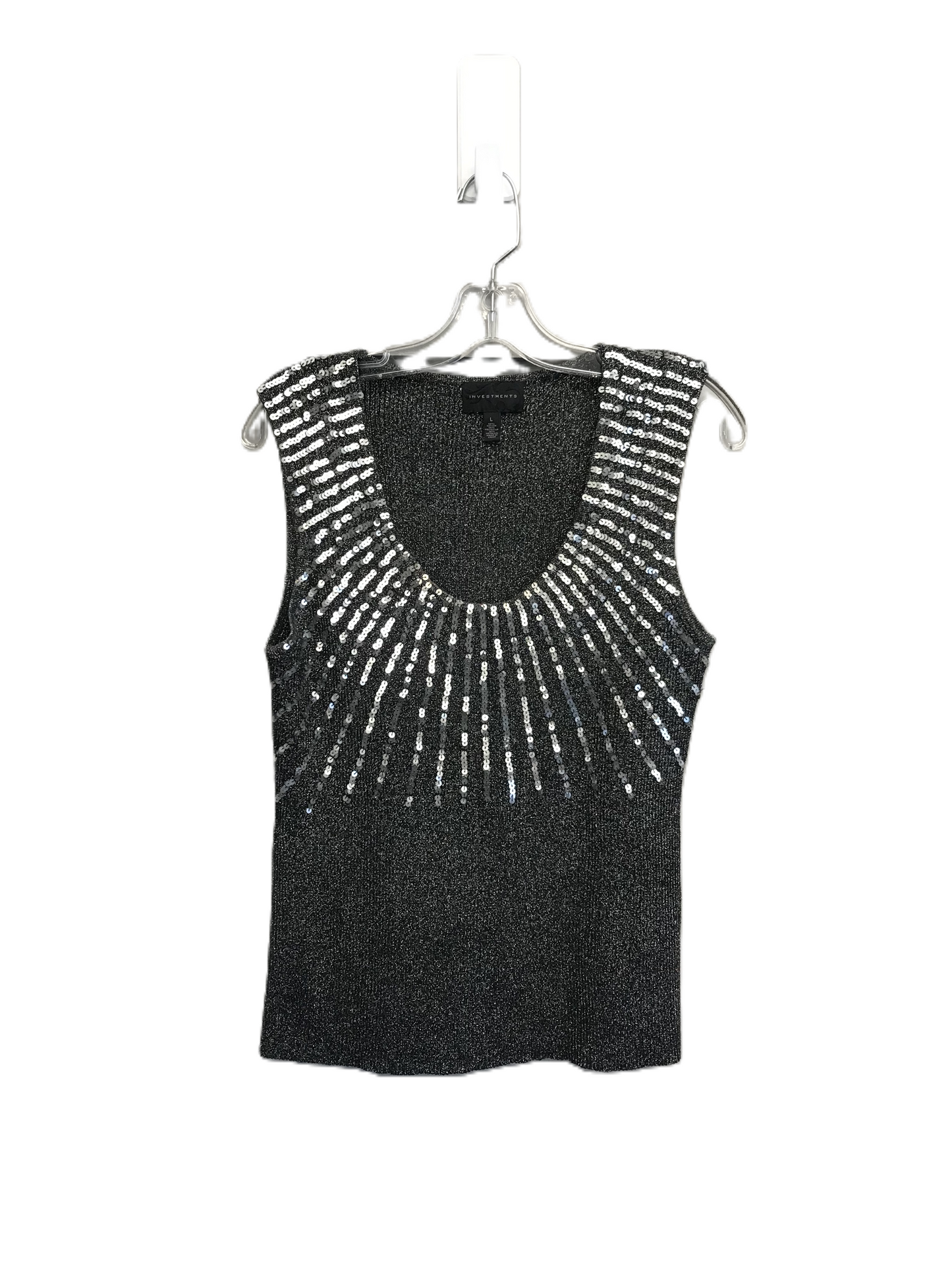 Silver Top Sleeveless By Investments, Size: L