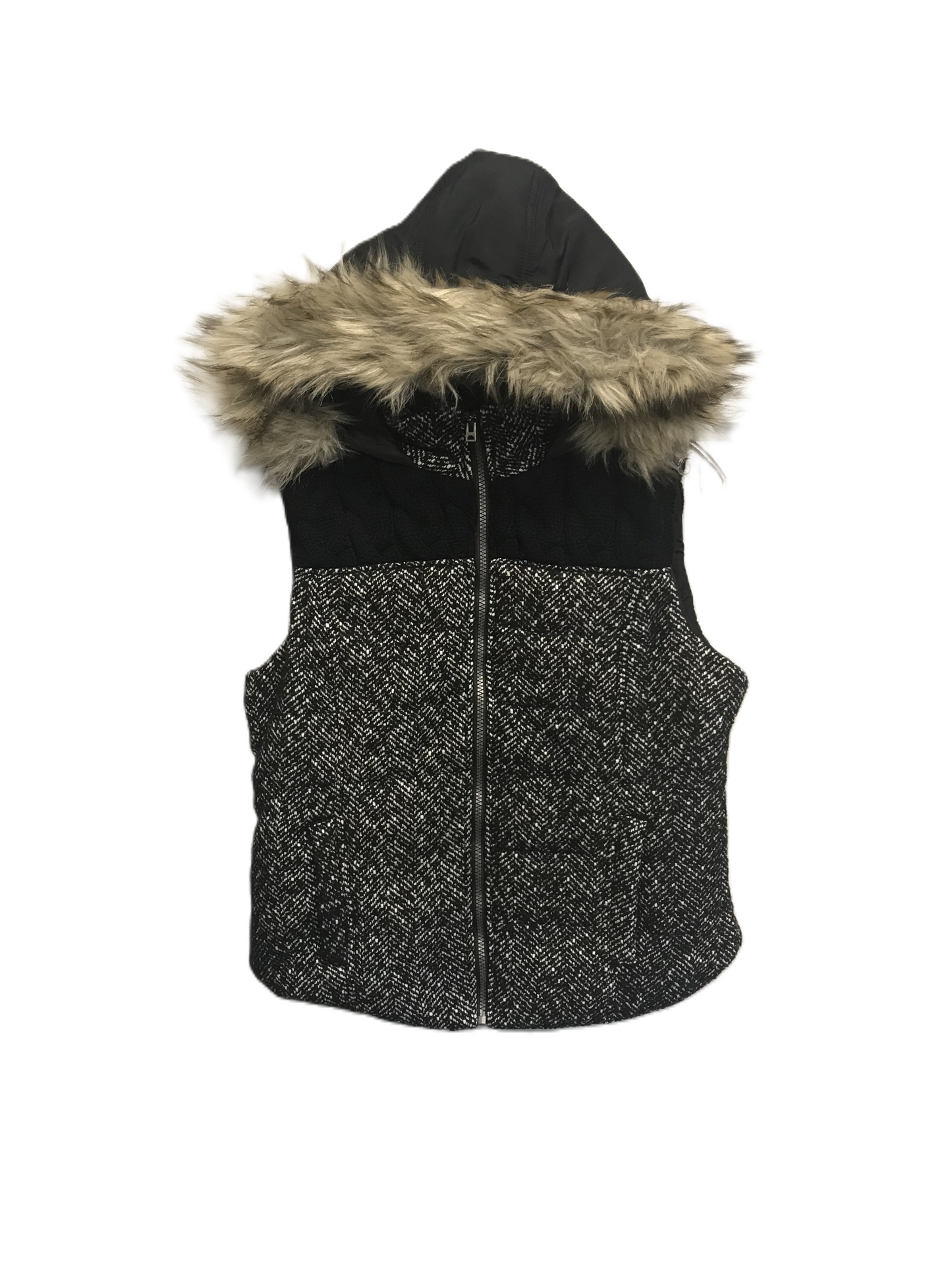 Black Vest Faux Fur & Sherpa By Prince & Fox Size: L