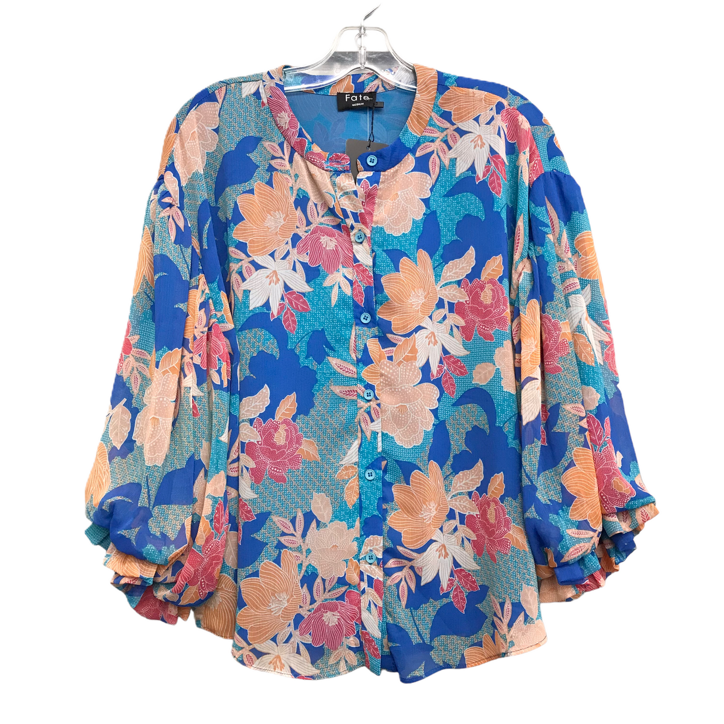 Top Long Sleeve By Fate In Floral Print, Size: M