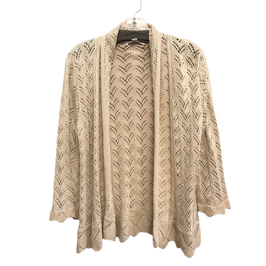 Sweater Cardigan By Jm Collections In Beige, Size: Petite   Xl