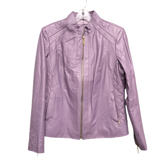 Jacket Leather By Iman Hsn In Purple, Size: L