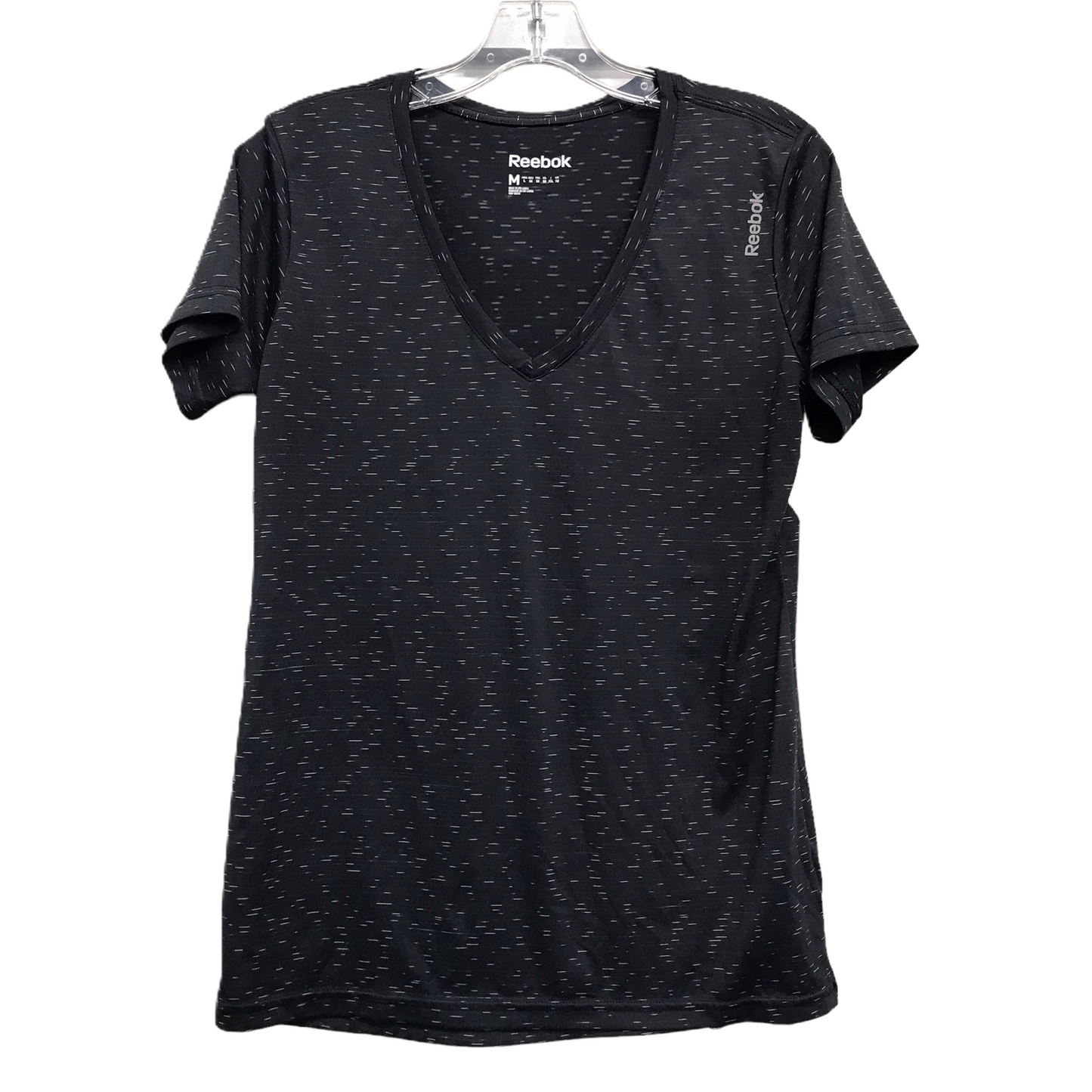 Athletic Top Short Sleeve By Reebok In Black, Size: M