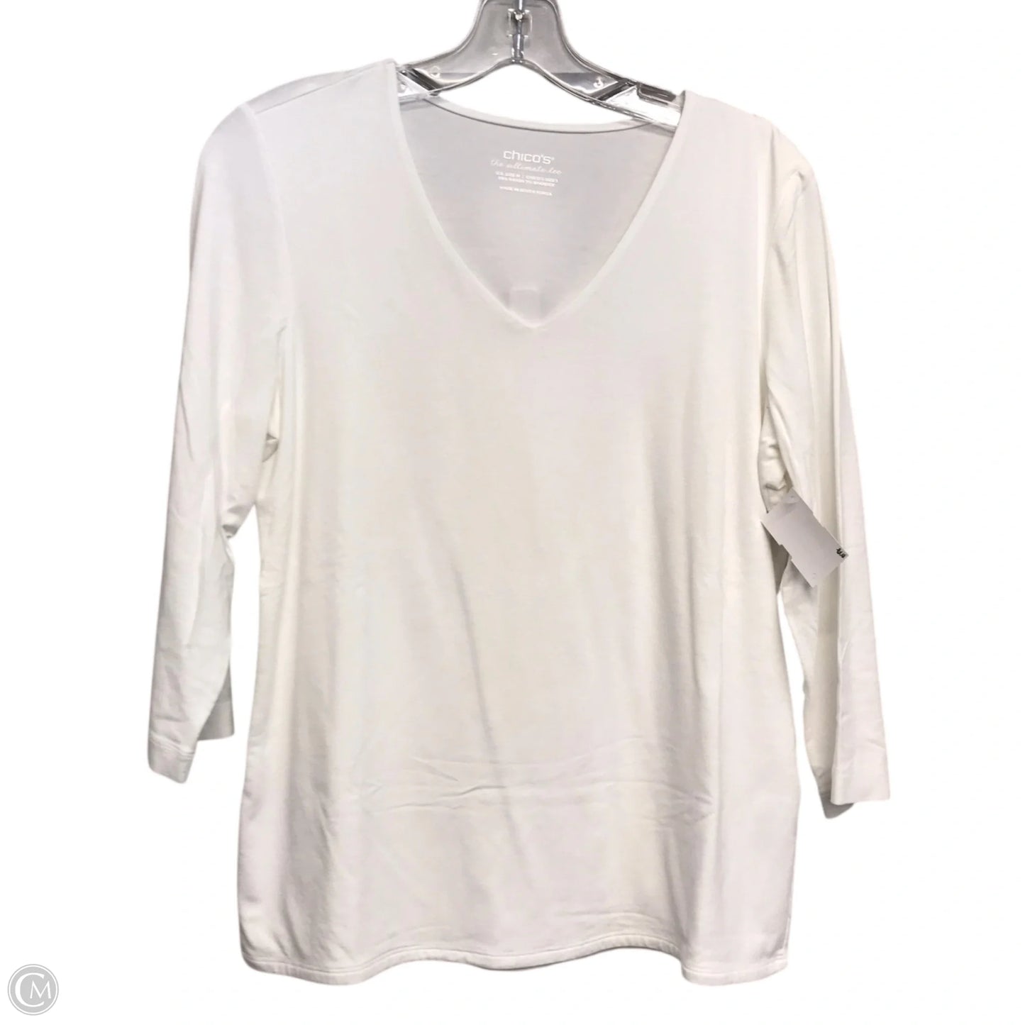 Top Long Sleeve Basic By Chicos In White, Size: M