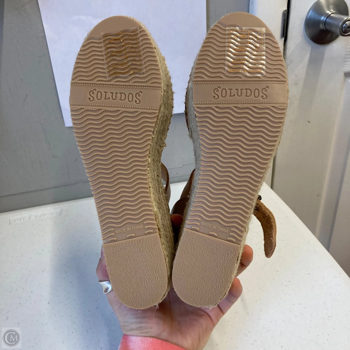 Sandals Heels Wedge By Soludos In Tan, Size: 6
