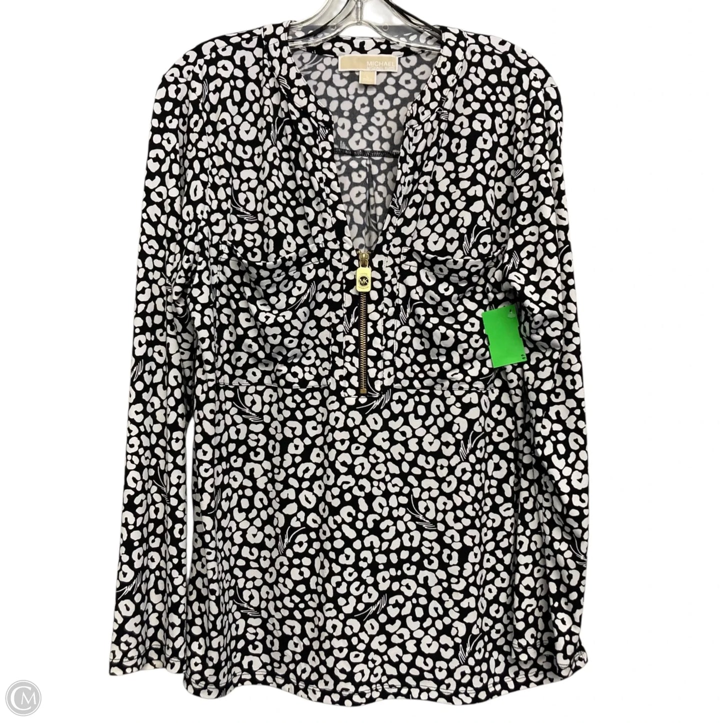 Top Long Sleeve By Michael By Michael Kors In Black & White, Size: L