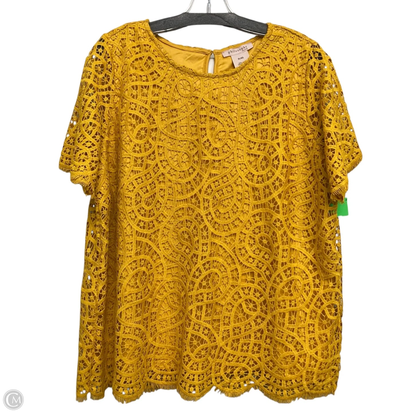Top Short Sleeve By Philosophy In Gold, Size: Xl