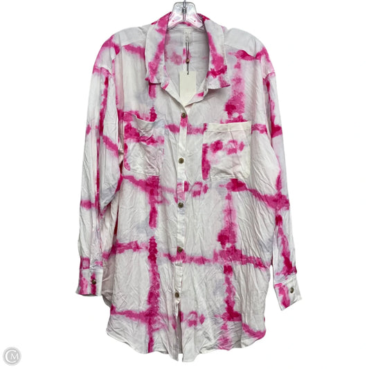 Top Long Sleeve By Calia In Pink & White, Size: Xl