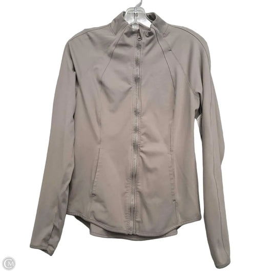 Athletic Jacket By Yogalicious In Taupe, Size: M