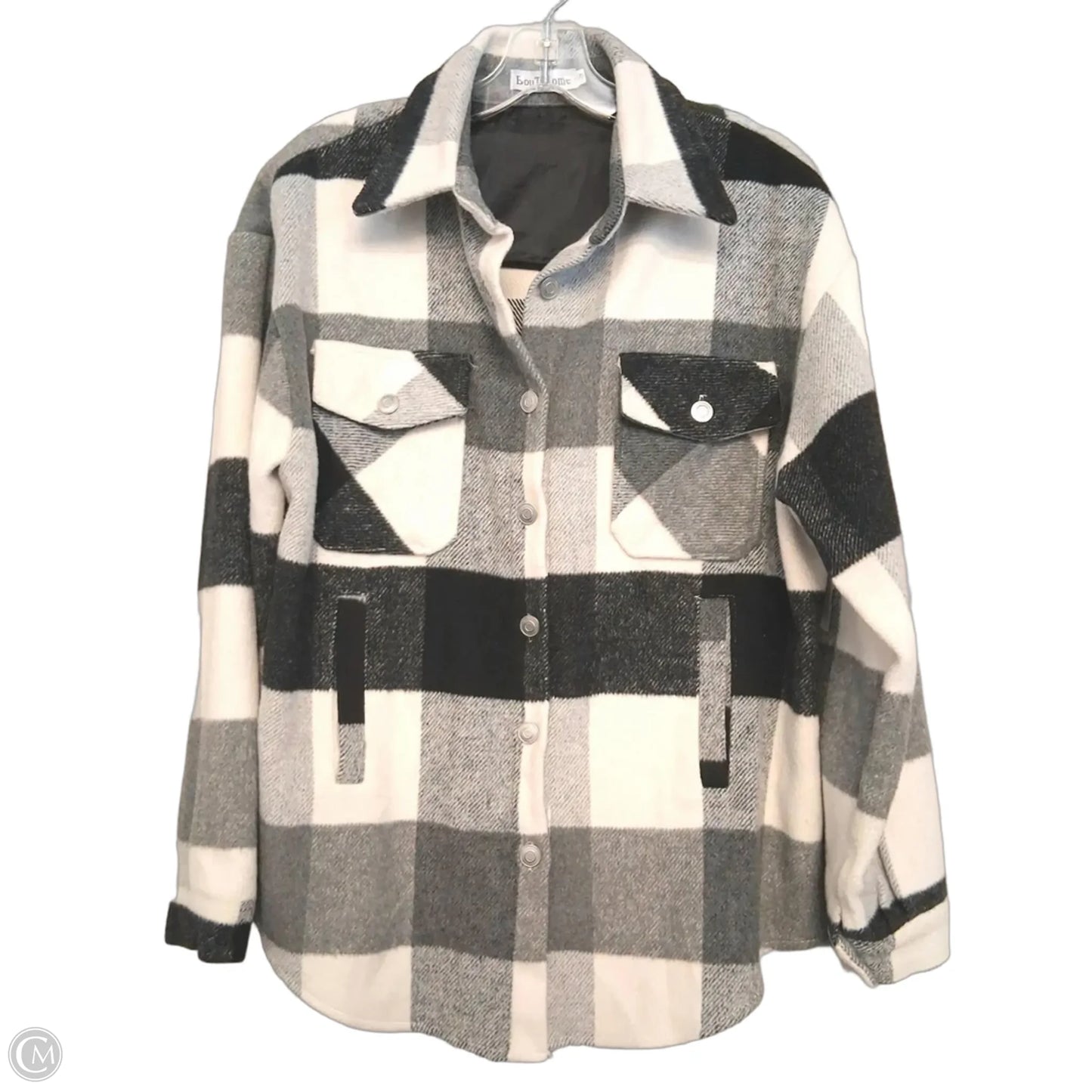 Jacket Shirt By Boutikome In Black & White, Size: S