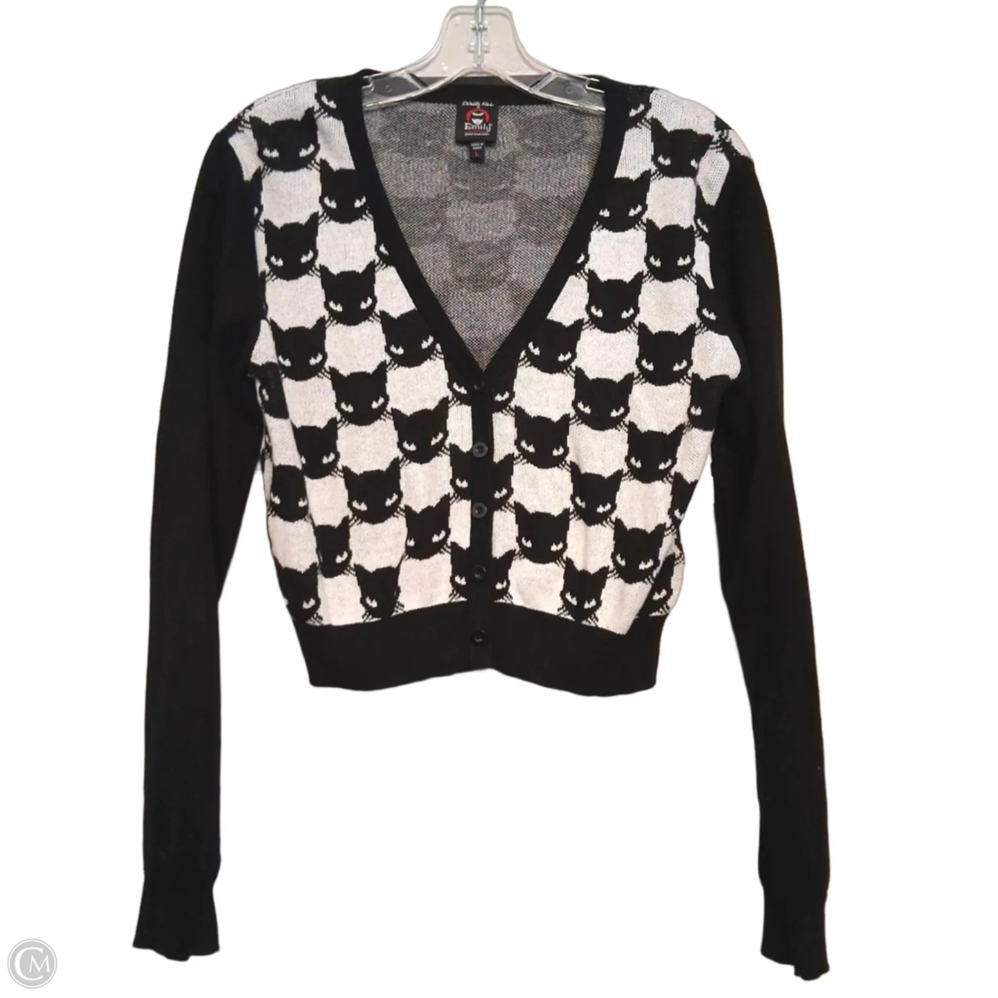 Sweater Cardigan By Dolls Kill In Black & White, Size: L