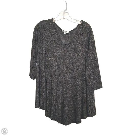 Top 3/4 Sleeve By Green Envelope In Grey, Size: 1x