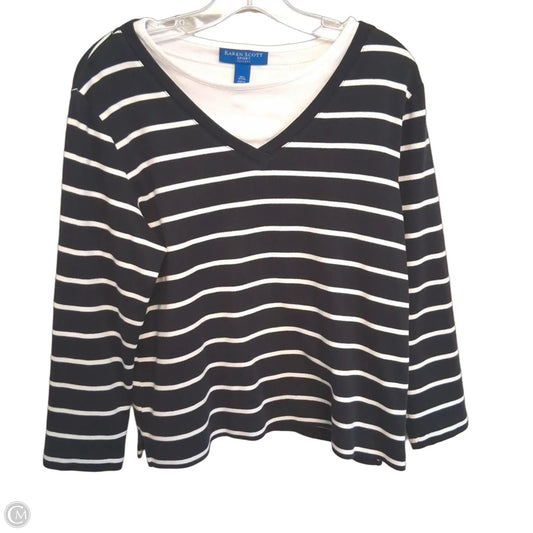 Top Long Sleeve By Karen Scott In Striped Pattern, Size: Lp