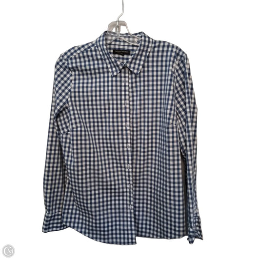 Top Long Sleeve By Banana Republic In Checkered Pattern, Size: M