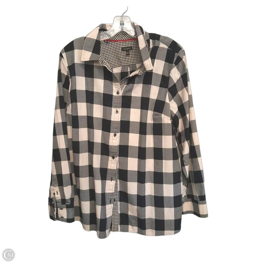 Top Long Sleeve By Talbots In Checkered Pattern, Size: Xl