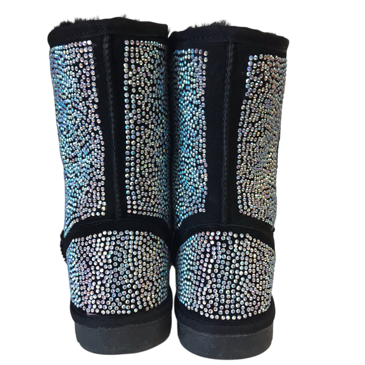 BOOTS ANKLE FLATS in BLACK & SILVER, Size:11