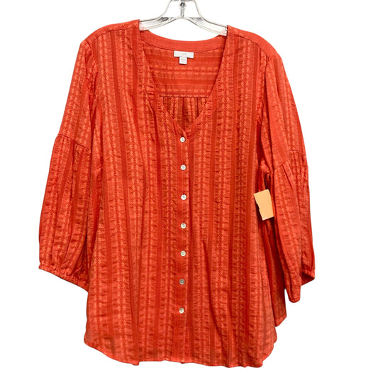 Top 3/4 Sleeve By J. Jill In Orange, Size:Xl