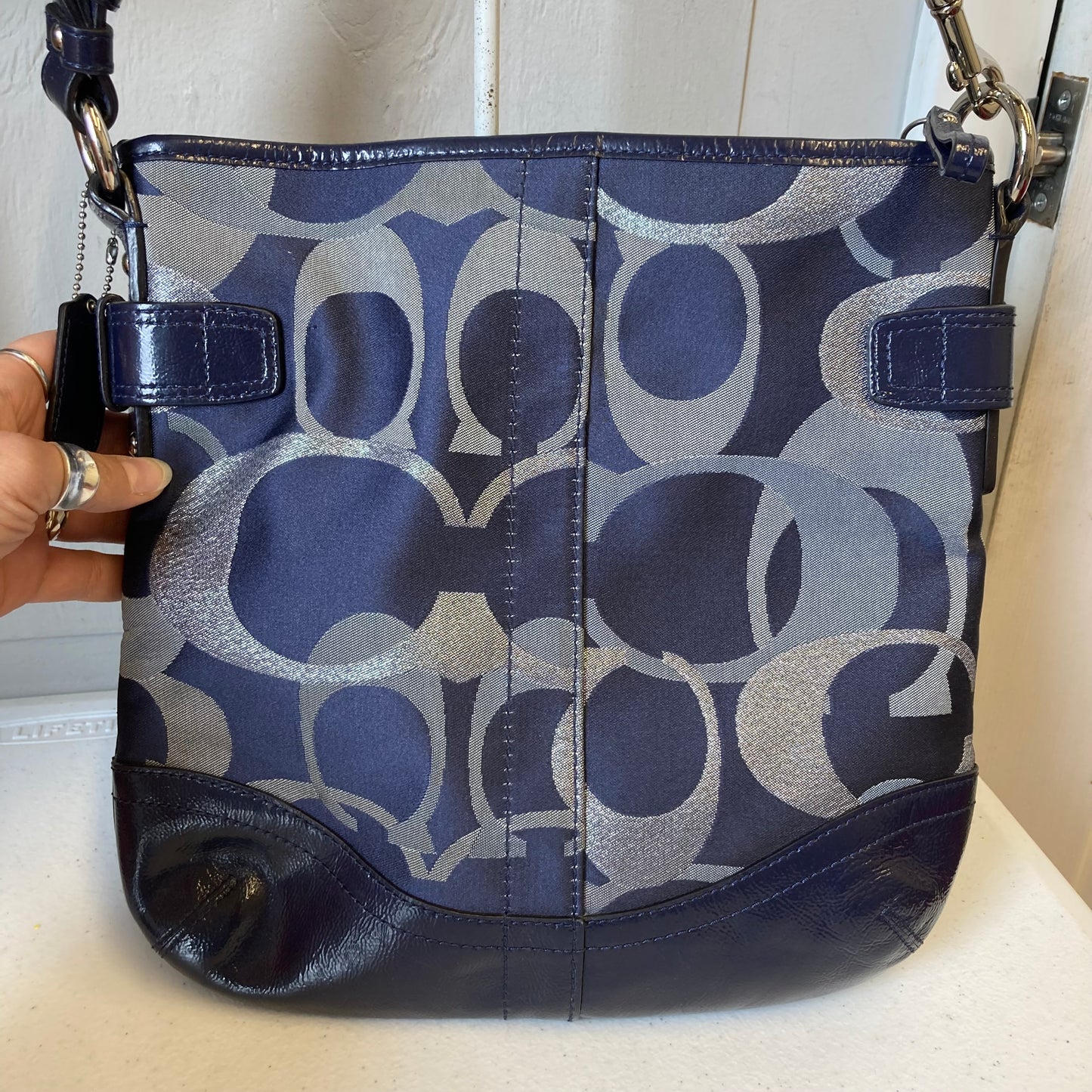 Handbag Designer By Coach In Blue, Size:Medium