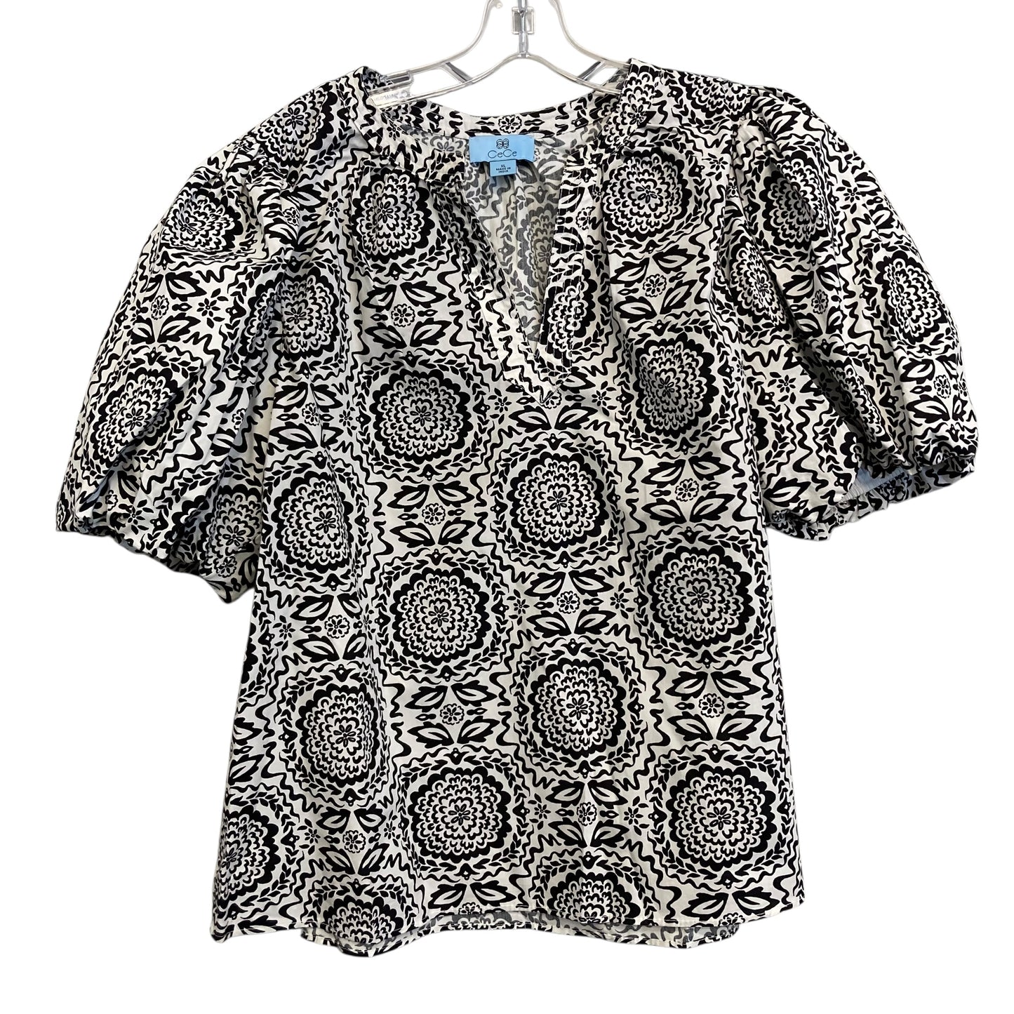 Top Ss By Cece In Black & White, Size:Xl