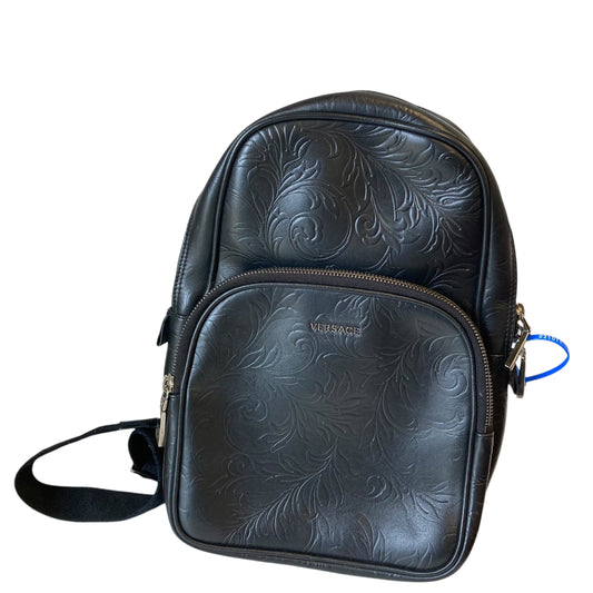 Backpack Luxury Designer By Versace In Black, Size:Medium