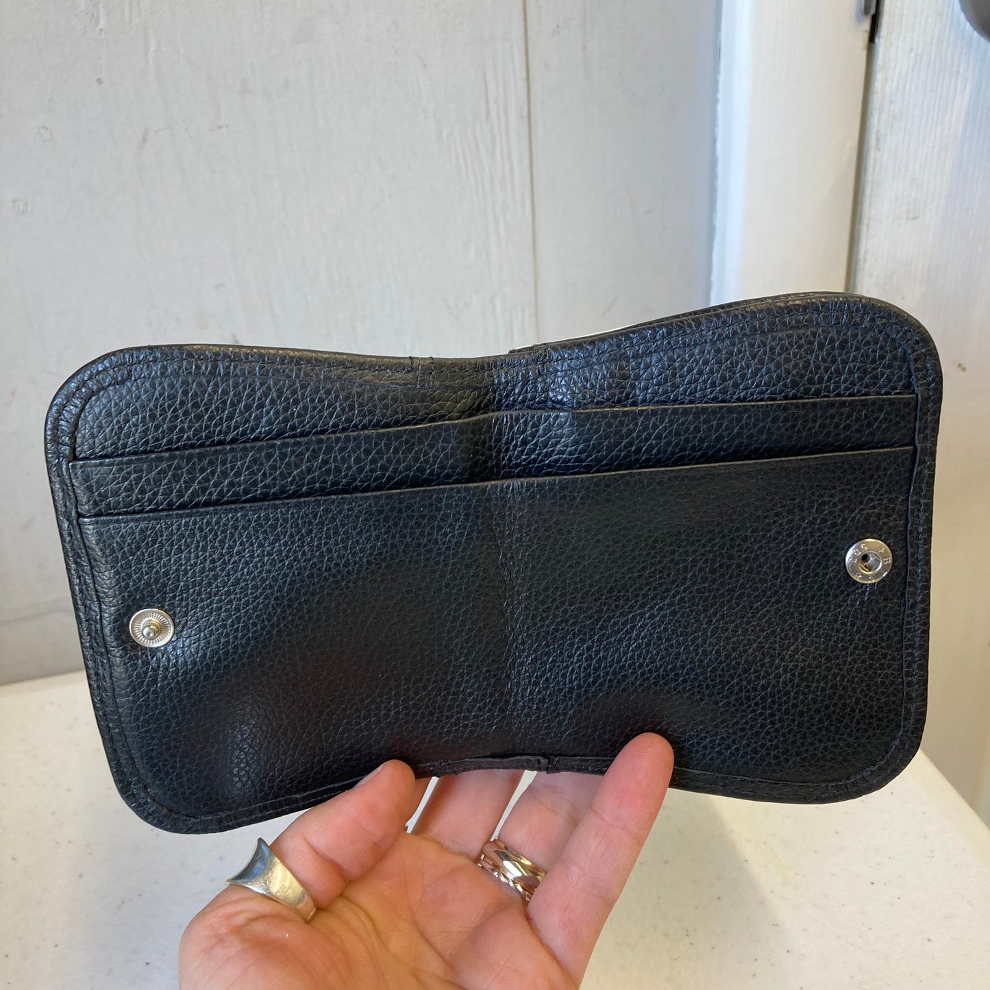 Wallet Leather By Brighton In Black & Cream, Size:Small