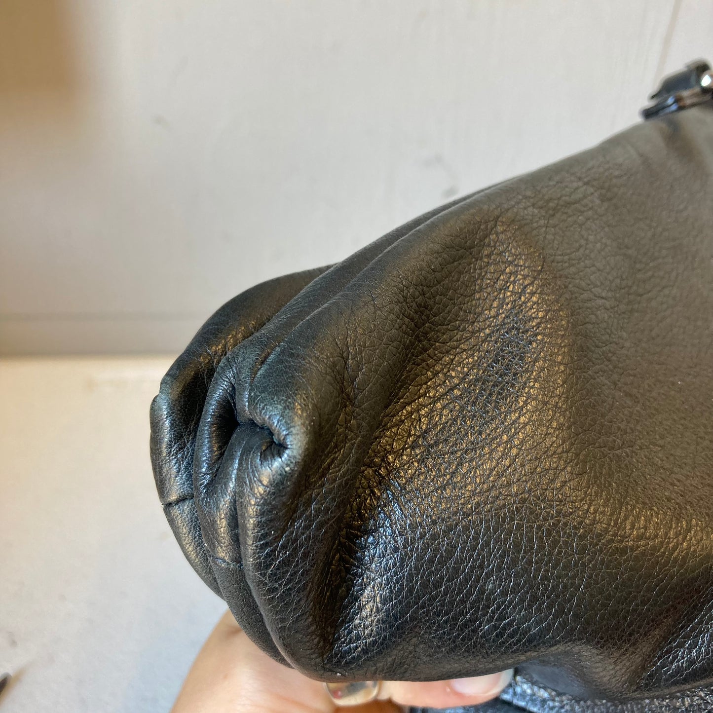 Handbag Leather By Margot In Black, Size:Medium