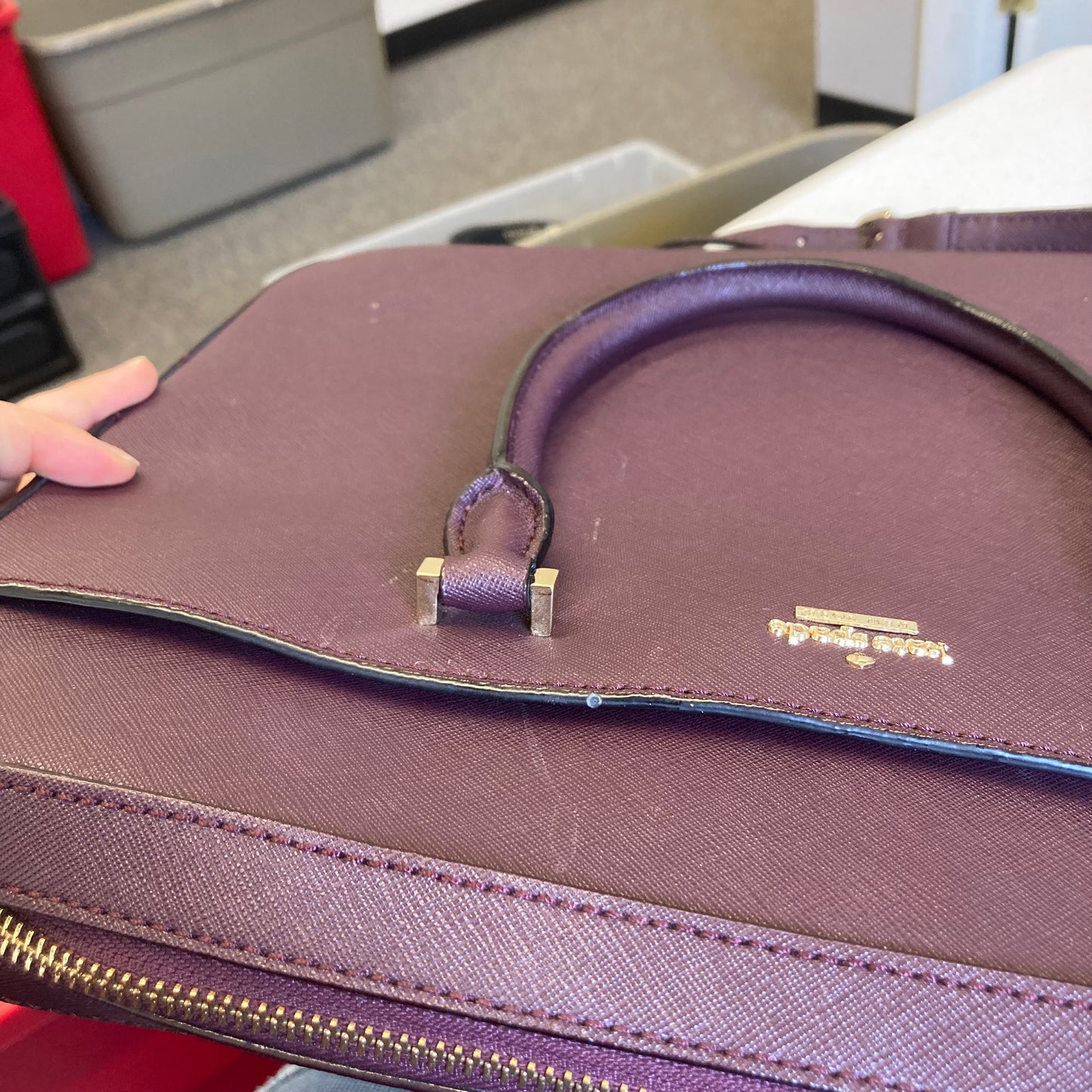 Laptop Bag Designer By Kate Spade In Maroon, Size:Medium