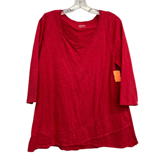Top 3/4 Sleeve Basic By Chicos In Red, Size:L