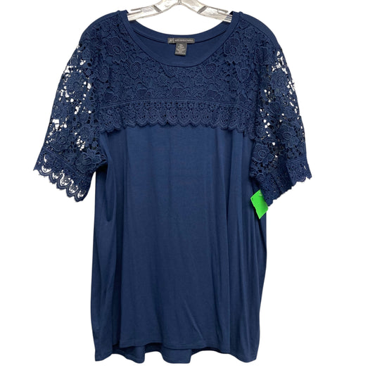 Top Ss By Adrianna Papell In Navy, Size:1X