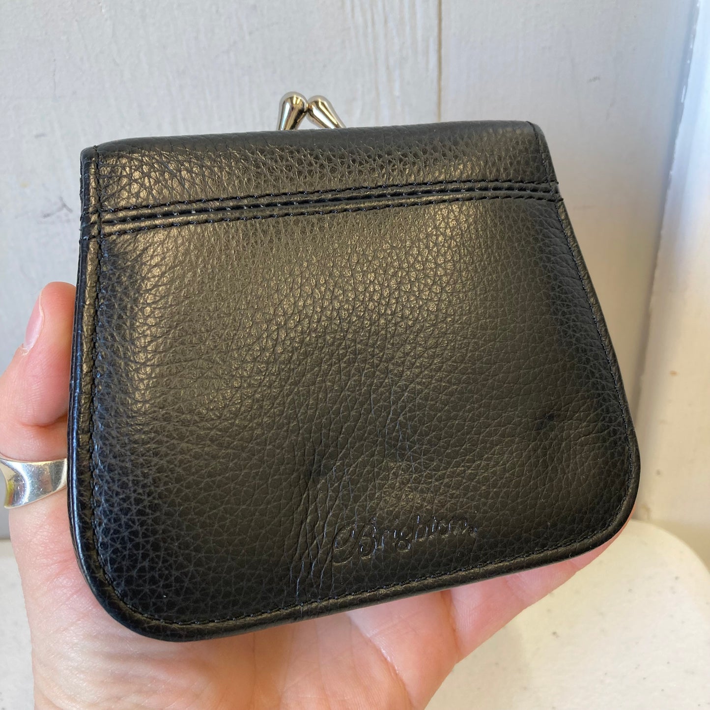 Wallet Leather By Brighton In Black & Cream, Size:Small