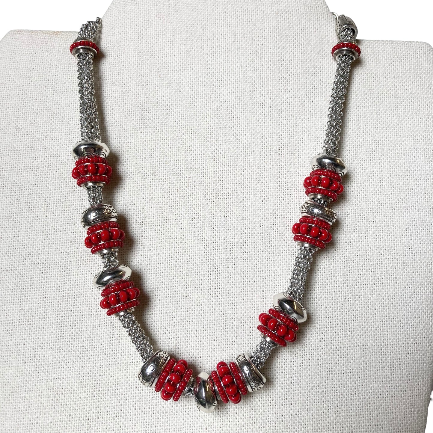 Necklace Statement By Brighton In Red & Silver