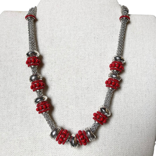 Necklace Statement By Brighton In Red & Silver