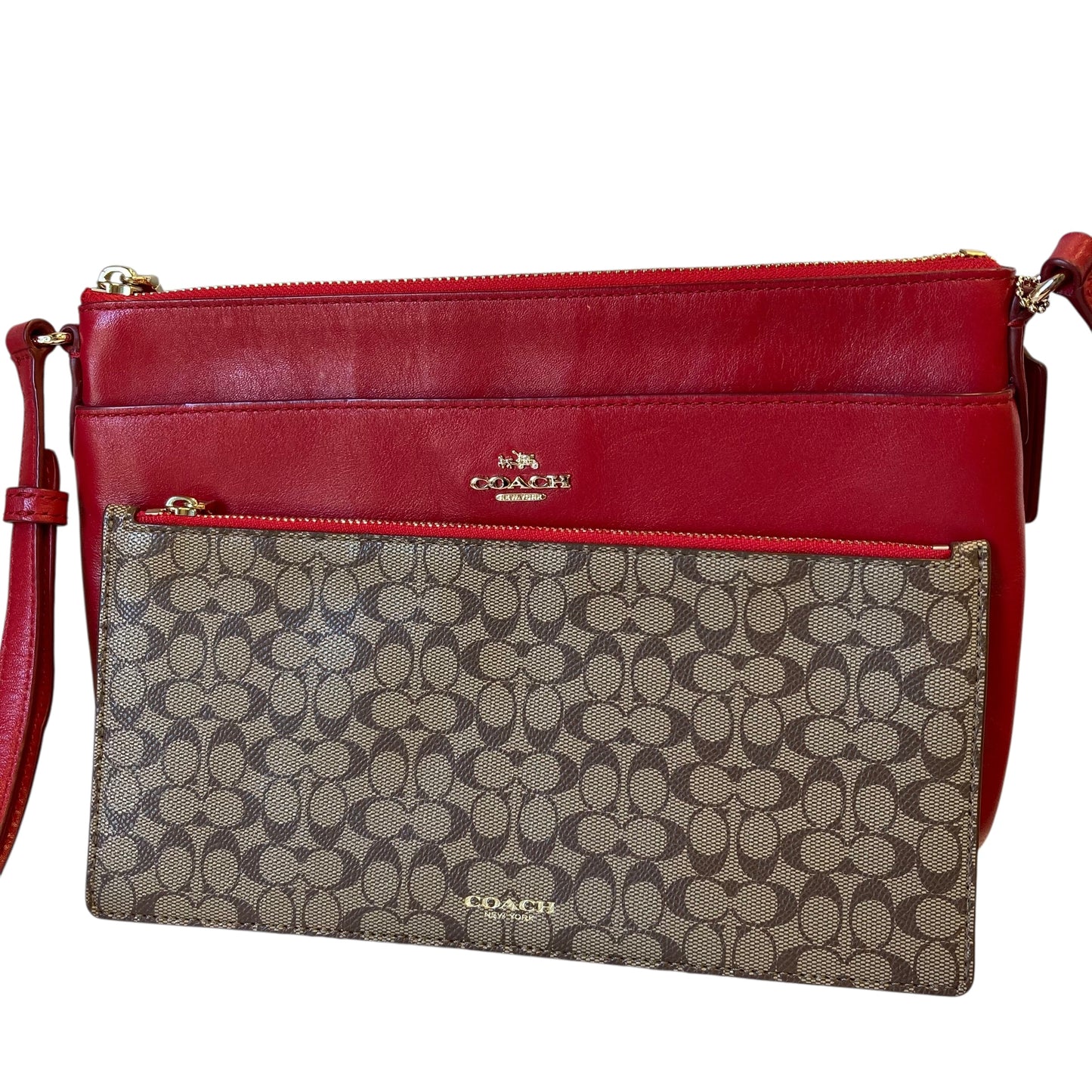 Crossbody Designer By Coach In Red, Size:Small
