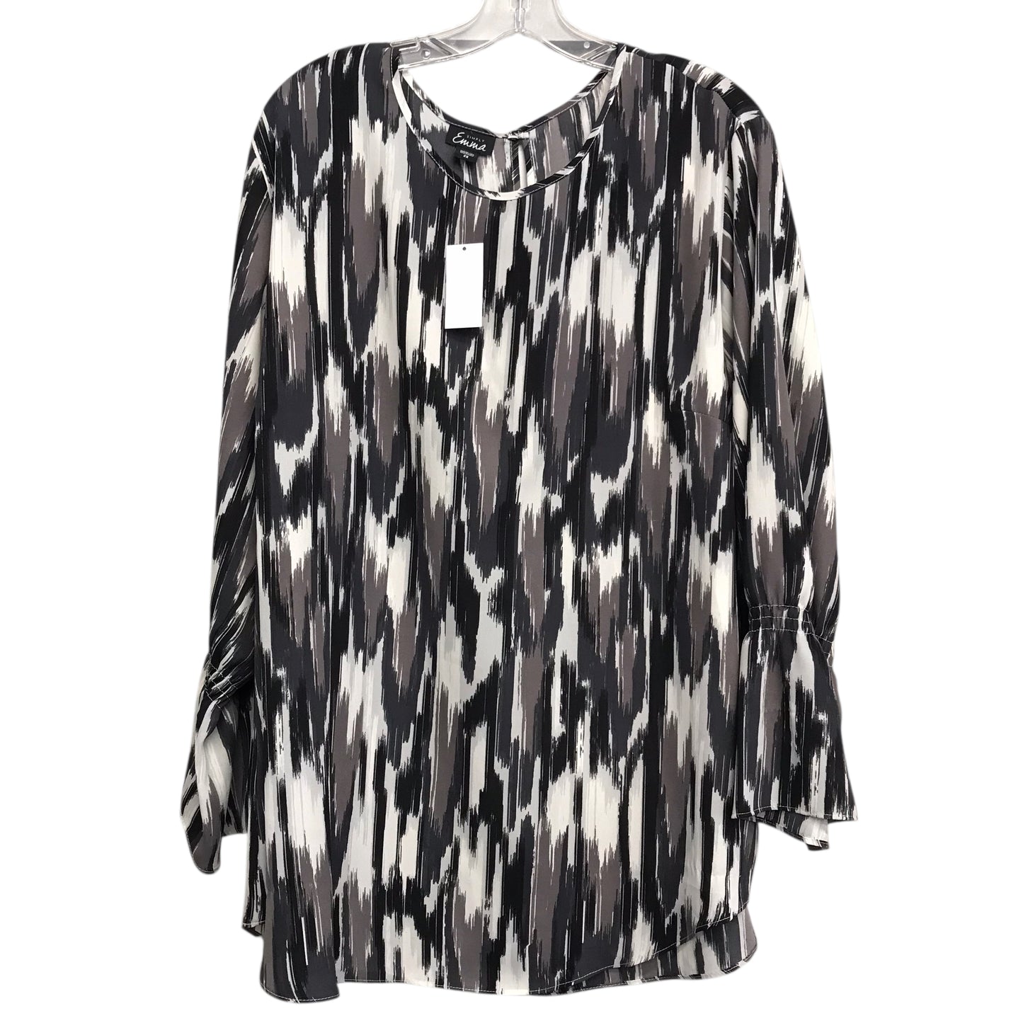 Top Ls By Simply Emma In Black & White, Size:2X