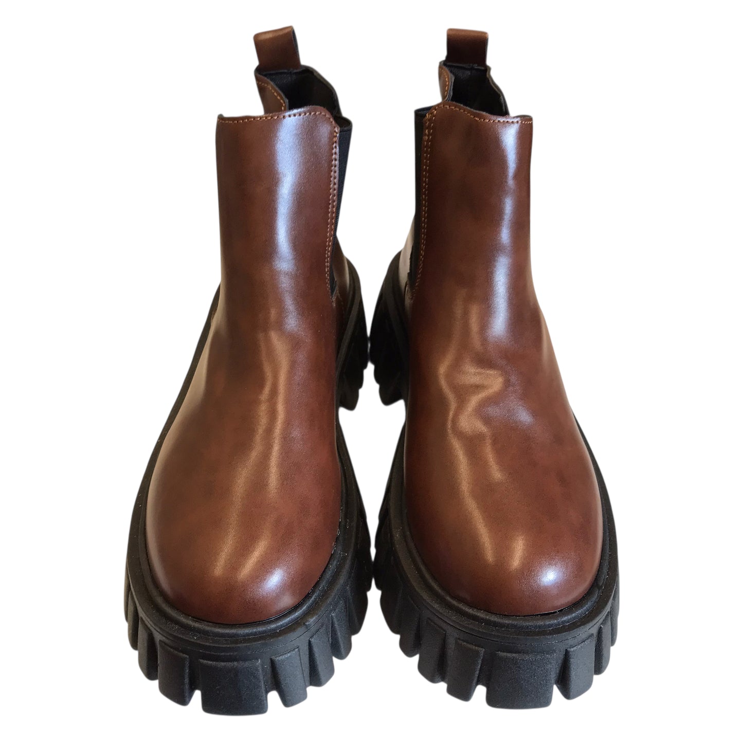 Boots Ankle Flats In Brown, Size:9.5