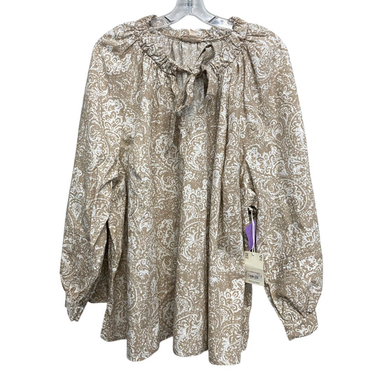 Top Ls By Ana In Tan & White, Size:3X