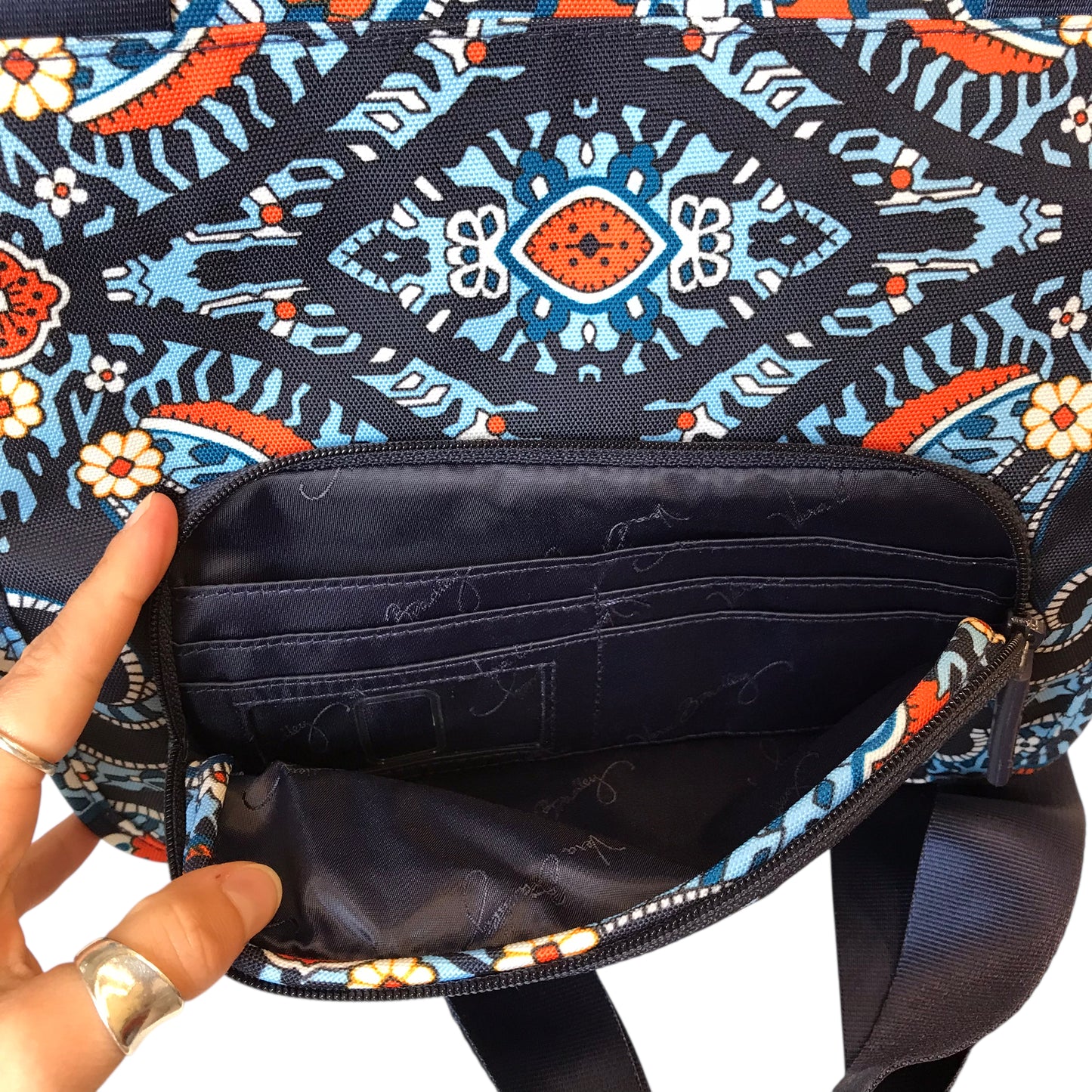 Crossbody By Vera Bradley In Blue & Orange, Size:Medium