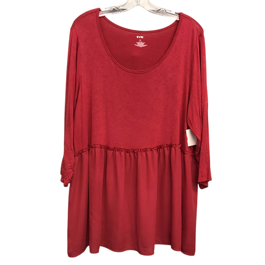 Top 3/4 Sleeve By Evri In Red, Size:1X