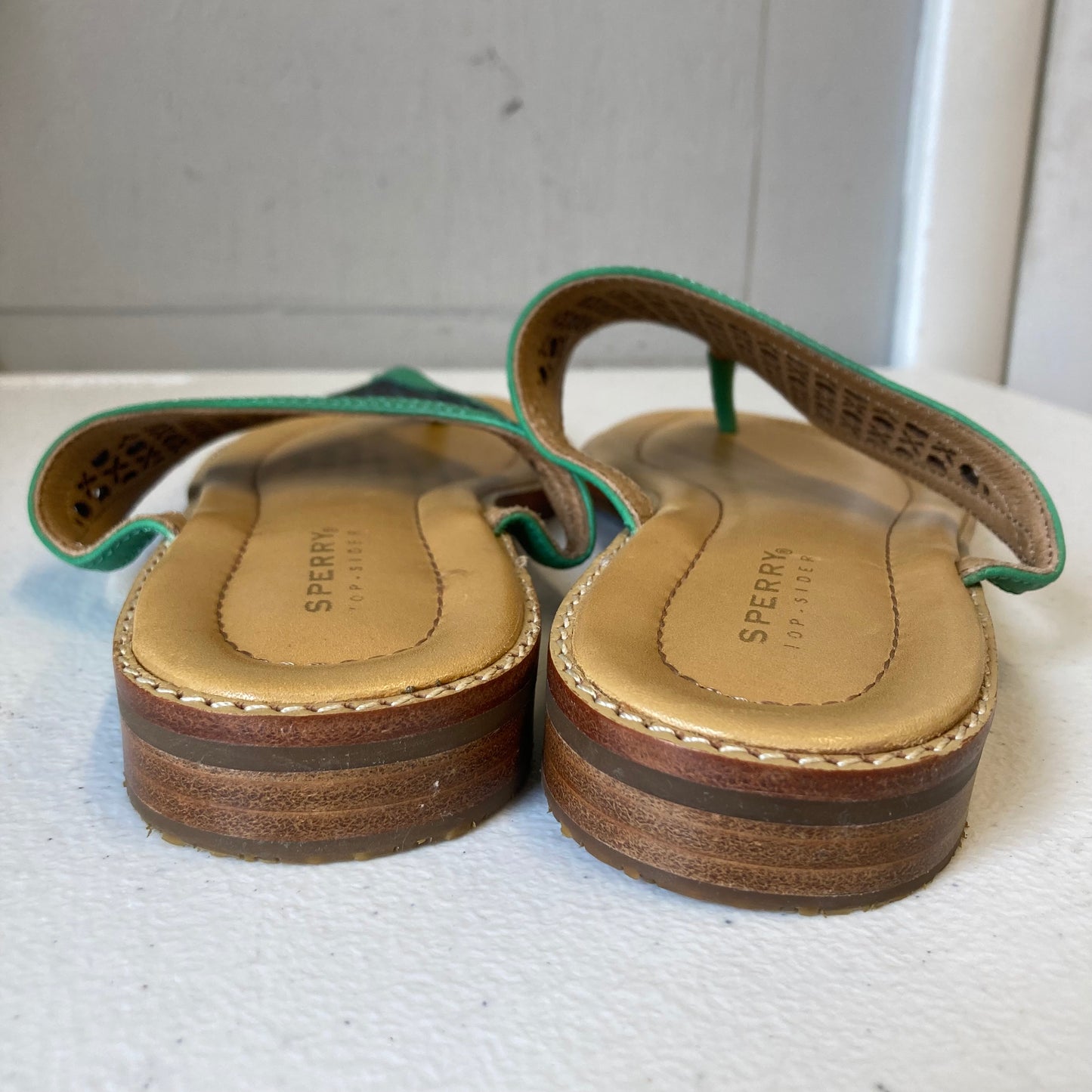 Sandals Flats By Sperry In Blue & Green, Size:8.5