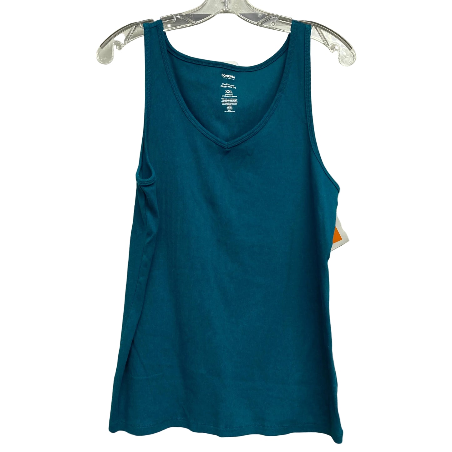 Top Sleeveless Basic By Sonoma In Teal, Size:1X
