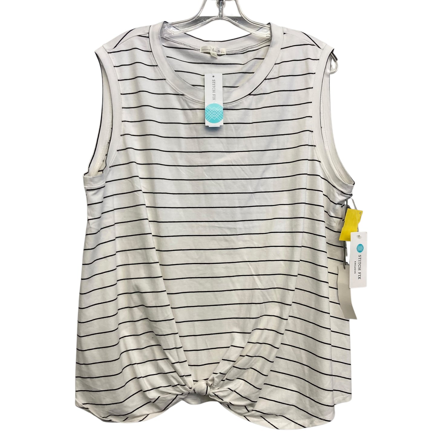 Top Sleeveless Basic By Nine Britton In Striped Pattern, Size:1X