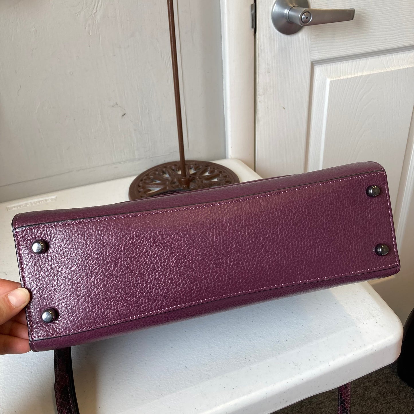 Handbag Designer By Coach In Purple, Size:Medium