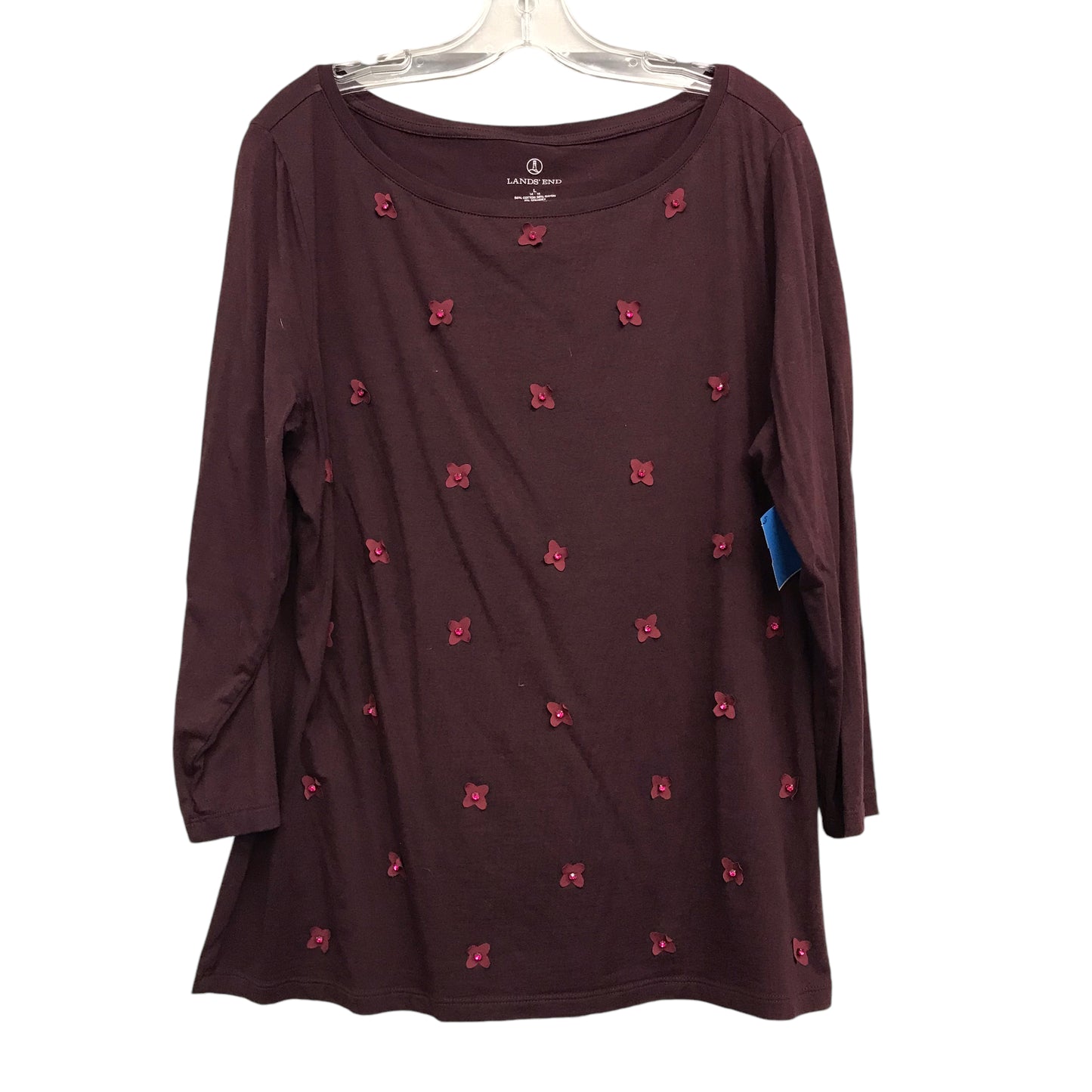 Top 3/4 Sleeve By Lands End In Red, Size:L