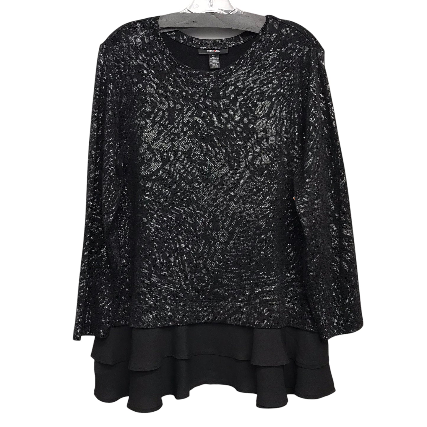 Top Ls By Style And Company In Black & Silver, Size:Xlp