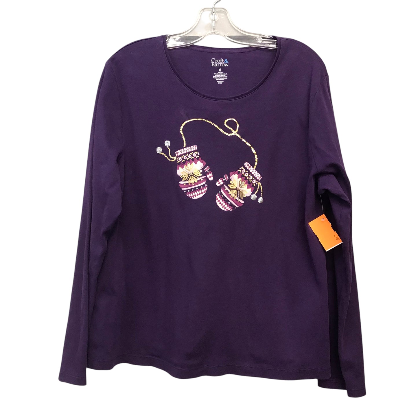 Top Ls Basic By Croft And Barrow In Purple, Size:Xl