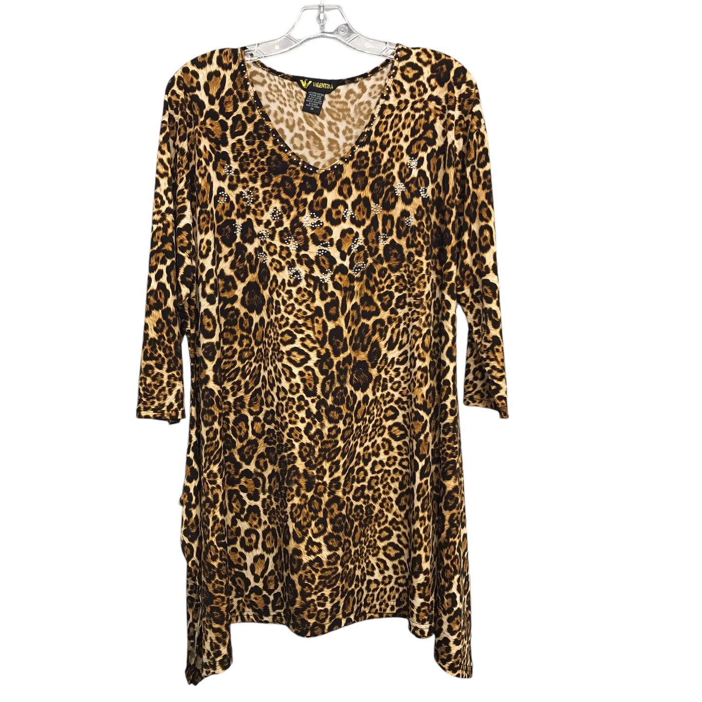 Top 3/4 Sleeve By Valentina In Animal Print, Size:1X