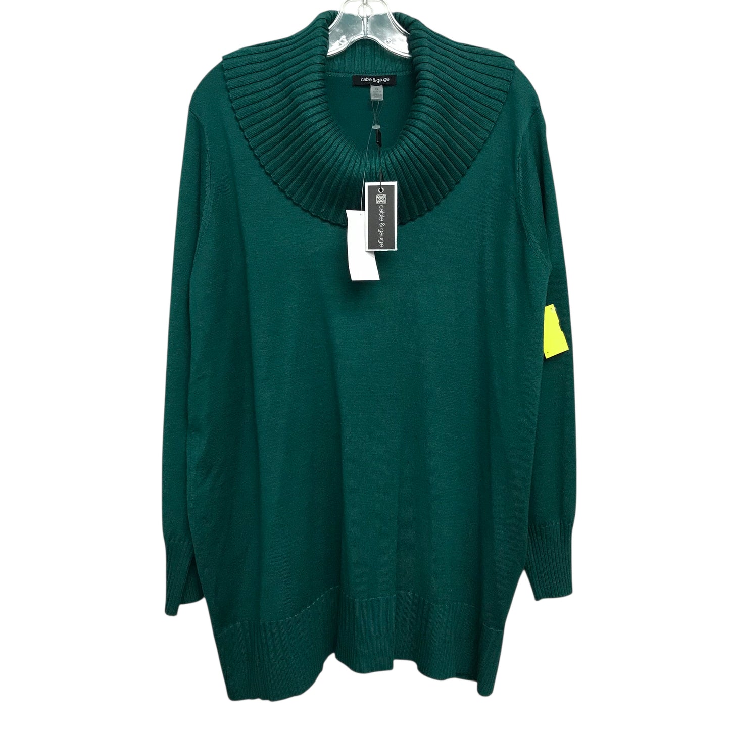 Sweater By Cable And Gauge In Green, Size:1X