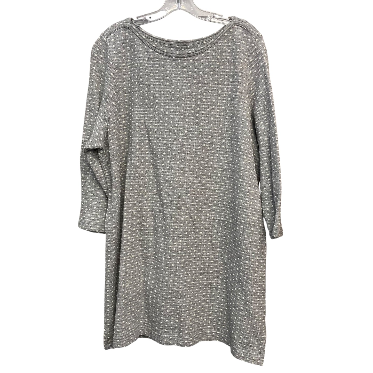 Top 3/4 Sleeve By Lands End In Grey & White, Size:2X
