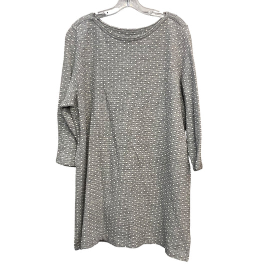 Top 3/4 Sleeve By Lands End In Grey & White, Size:2X